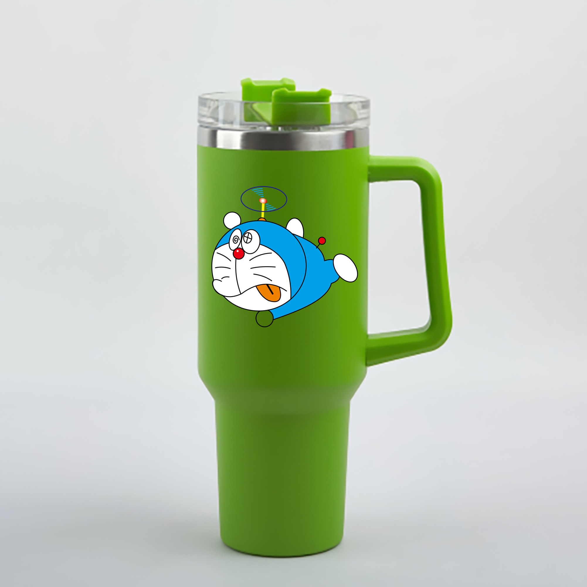 （画像用） ドラえもん Doraemon 1200mL車用タンブラー - クリスタルステッカー（プラスチックストロー付き）